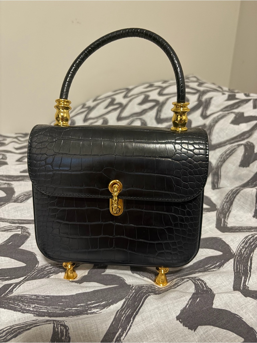 Charles and Keith Meriah Croc-Embossed Top Handle Bag